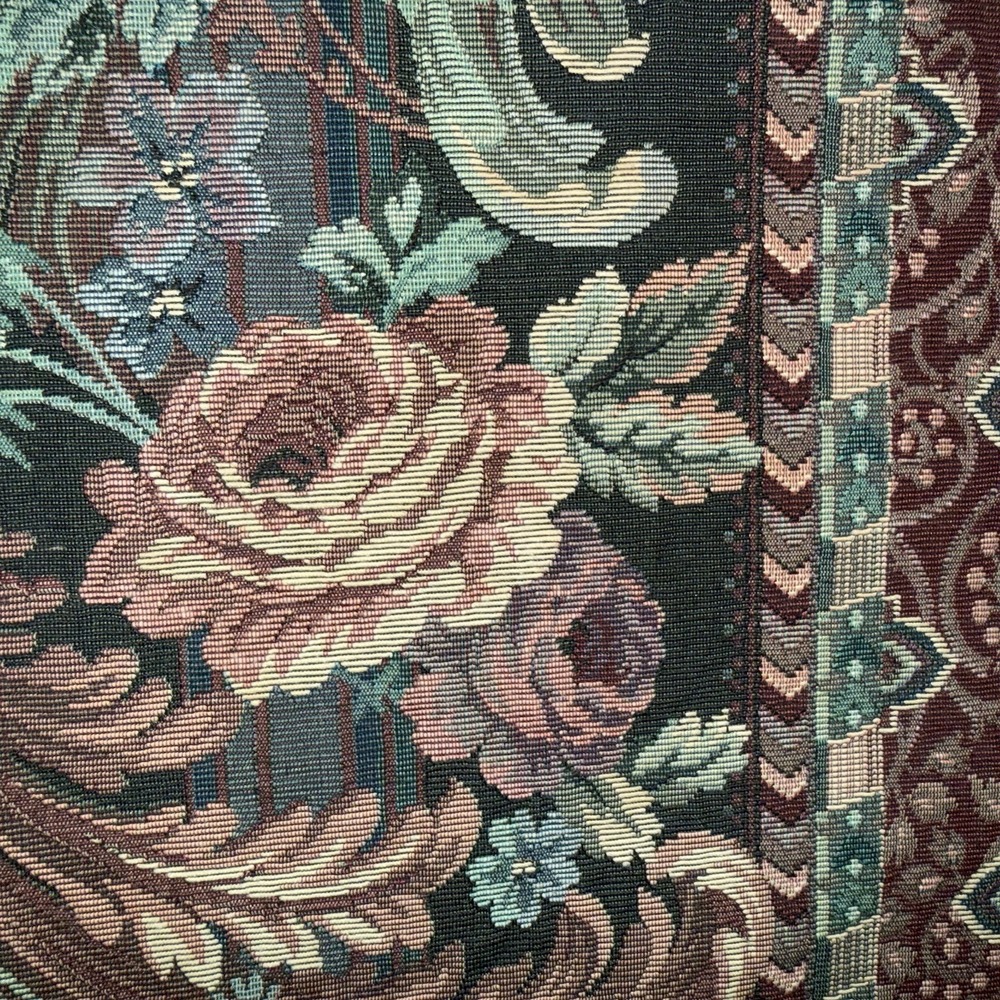 Tapestry Table Runner Green Floral Elegant Country Cottage 42.5x12.5" Victorian